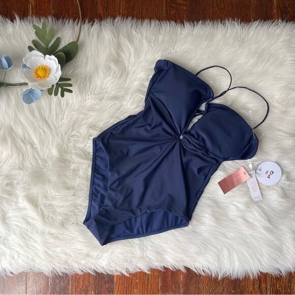 PILYQ Keyhole Braided One Piece Navy NWT - Picture 1 of 4